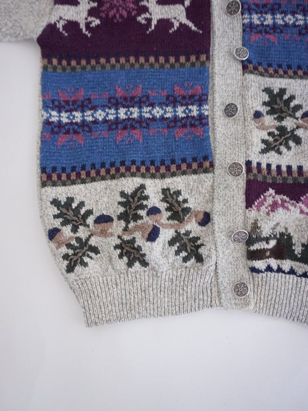 Vintage Northern Reflections Cream Deer Scenic Button Knit Cardigan Fair Isle S - Picture 6 of 10